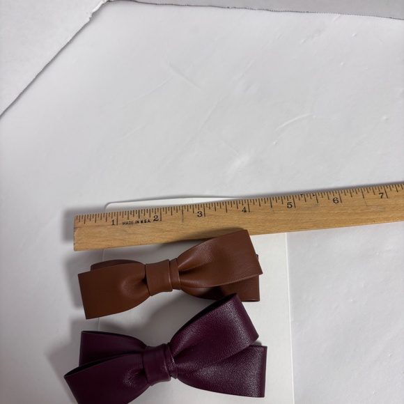 J.Crew Faux Leather Bow Barrette Set of Two - Picture 4 of 4